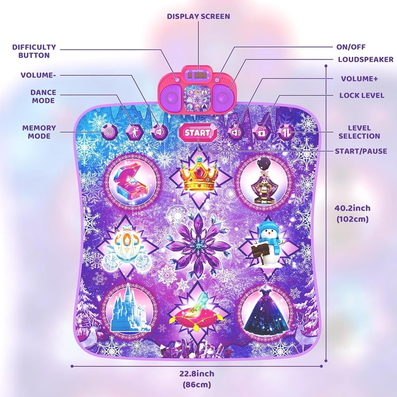 Eterfun Store Dance Mat Toys - 8-Button Frozen Toys for Girls Electronic Dance Pad with 5 Game Modes, Touch Sensitive Kids Musical Mat Toy Christmas & Birthday Gift for 3 4 5 6 7 8 9 10+ Years Old Girls(Purple) - Image 2